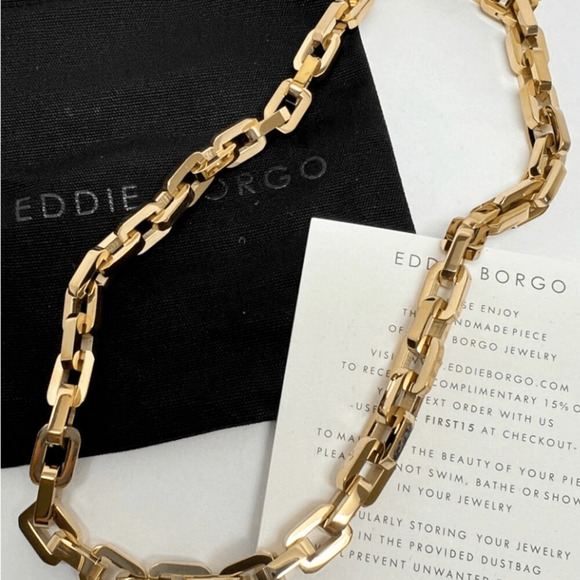 Eddie Borgo Supra Link Necklace 12K Gold Finish - Picture 2 of 4